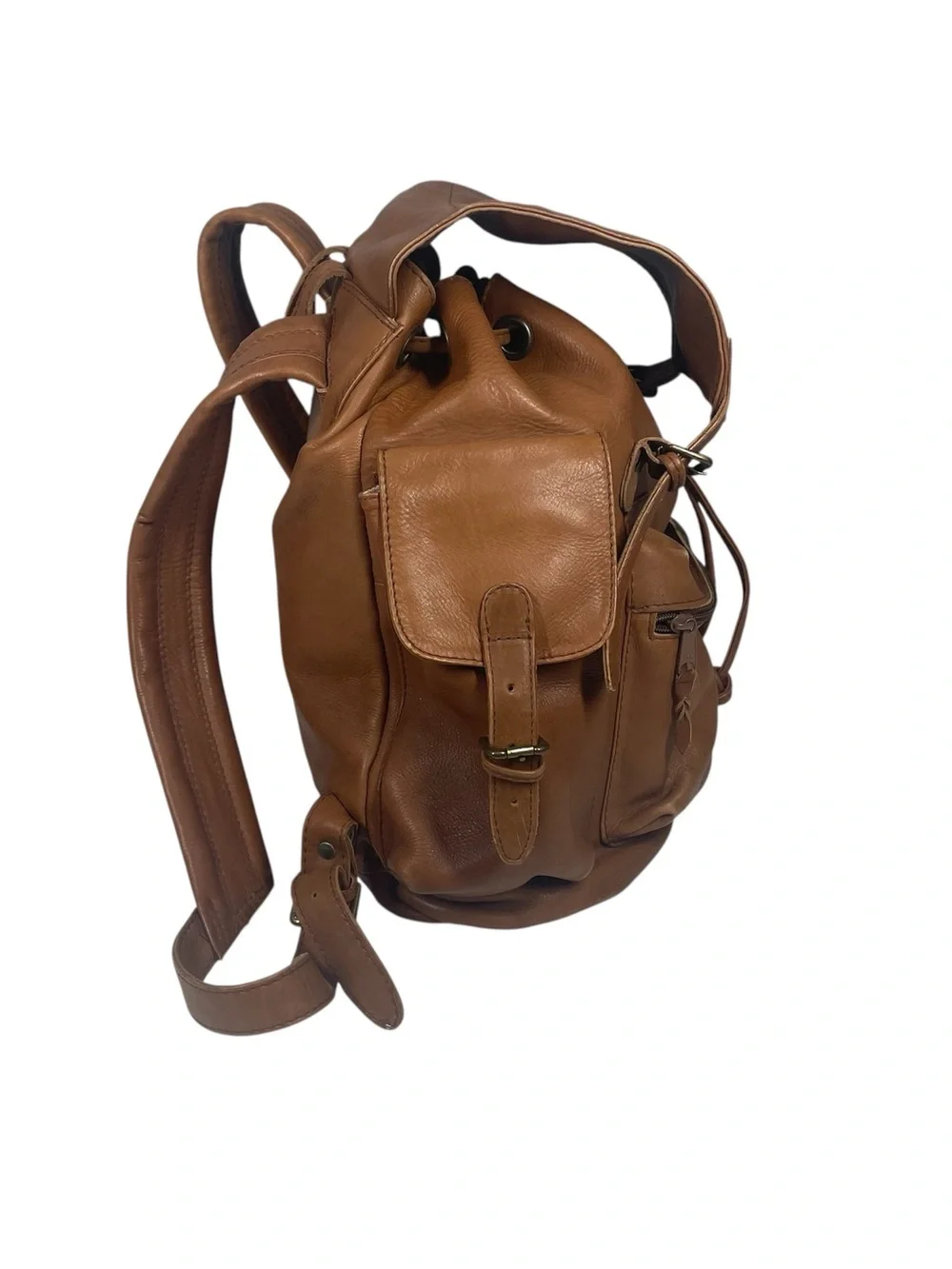 Ellington Vintage Leather Rucksack Backpack Travel Tote Large Bag British Tan
